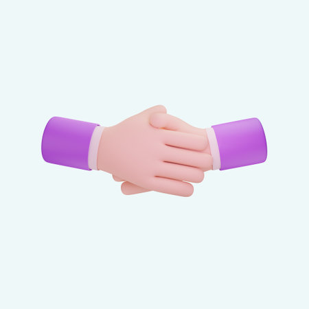 Handshake. 3d illustration in flat style. Isolated on white background.の写真素材