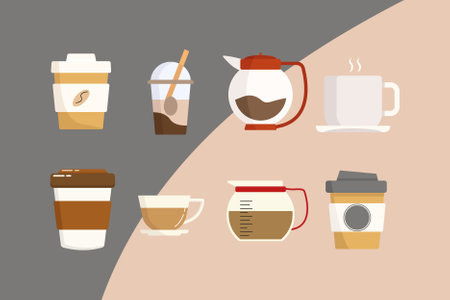 coffee vector illustrations simple minimalistic flatのイラスト素材
