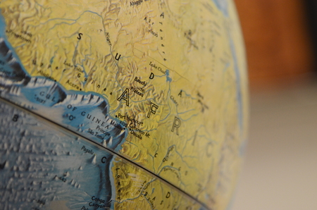 Macro of Africa on the globe of the worldの写真素材