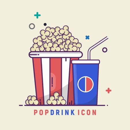 a set of snacks and drinks in the theaterのイラスト素材