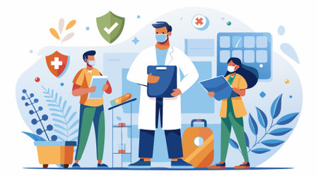Vector illustration in flat cartoon style on the theme of medicine and healthcare.のイラスト素材
