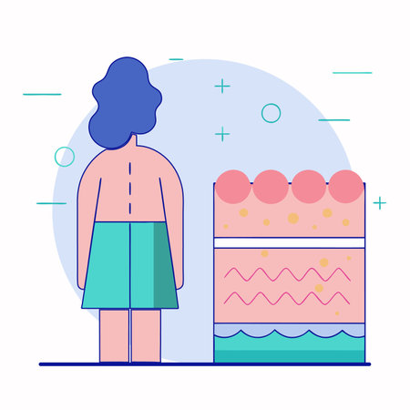 Woman in swimming trunks with cake. Flat style vector illustration.のイラスト素材