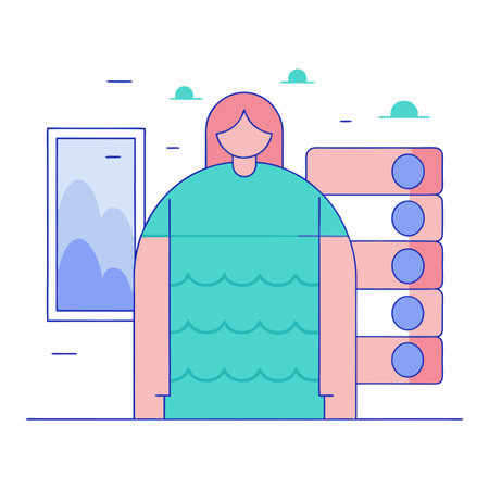 Vector illustration of a woman in front of a computer screen. Flat style.のイラスト素材