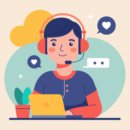 Call center. Vector illustration in flat design style. Customer support.のイラスト素材