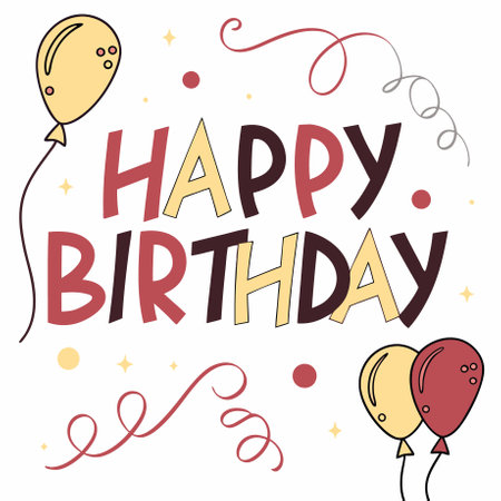 Happy Birthday greeting card with hand drawn lettering. Vector illustration.のイラスト素材