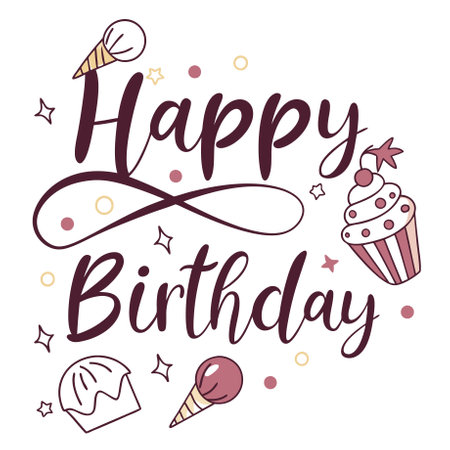 Happy Birthday hand lettering. Greeting card. Vector illustration.のイラスト素材