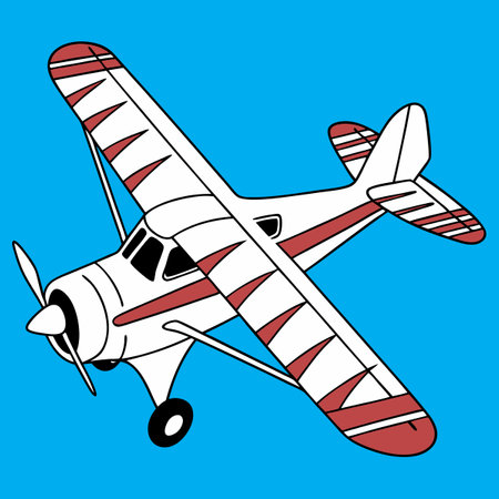 Airplane vector illustration in flat style. Isolated on blue background.のイラスト素材