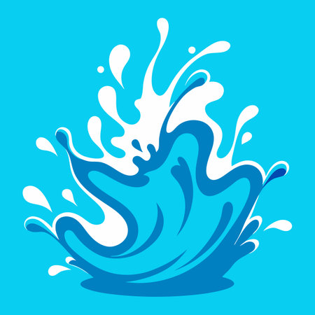 Splash of water on a blue background. Vector Illustration.のイラスト素材