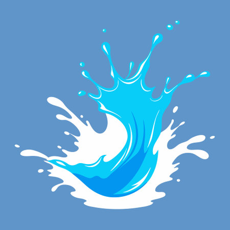 Blue water splash on a blue background. Vector illustration. Design element.のイラスト素材