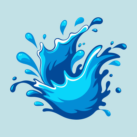 blue water splash isolated on blue background, vector illustrationのイラスト素材