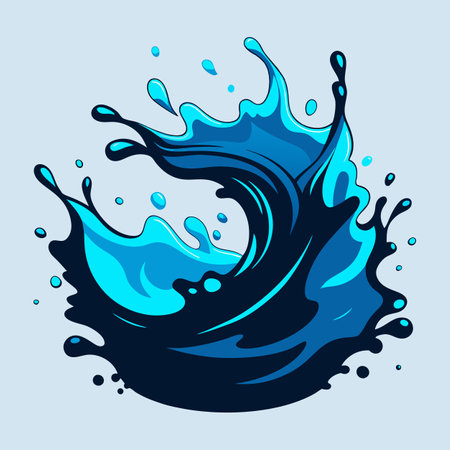 Blue water splash isolated on blue background. Vector illustration.のイラスト素材