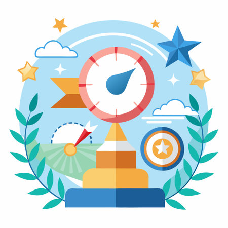Flat design vector illustration concept of success, achievement, award, reward.のイラスト素材