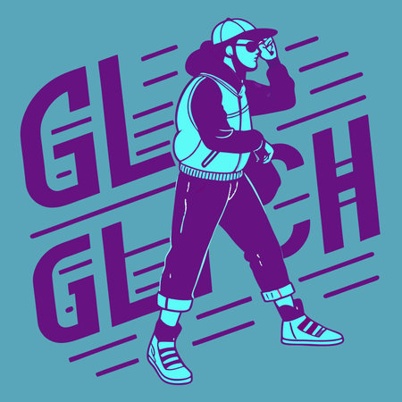 Glitch Effect Urban Streetwear Digital Illustrationのイラスト素材