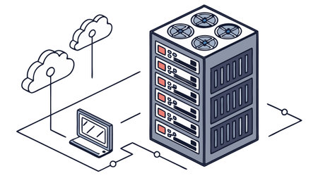 Data center isometric vector illustration. Server, network, cloud computing, server room.