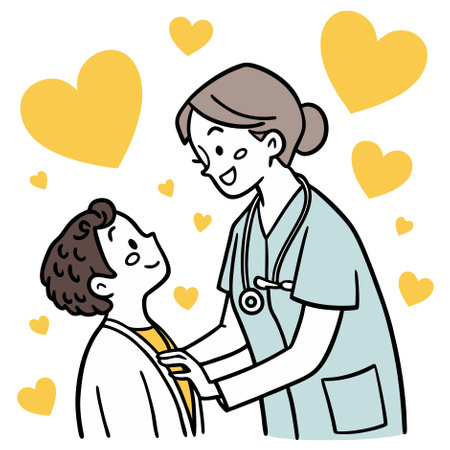 Illustration of a Doctor Giving a Stethoscope to a Patientのイラスト素材