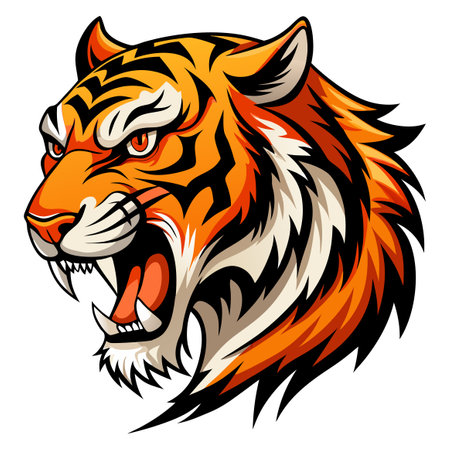 Tiger head on a white background. Vector illustration for your designのイラスト素材