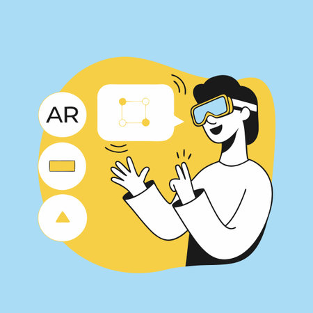 A man in virtual reality glasses. Vector illustration in flat style.のイラスト素材