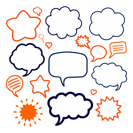 Set of comic speech bubbles in doodle style. Vector illustrationのイラスト素材
