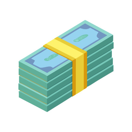 Stack of cash money icon in isometric 3d style on a white backgroundのイラスト素材