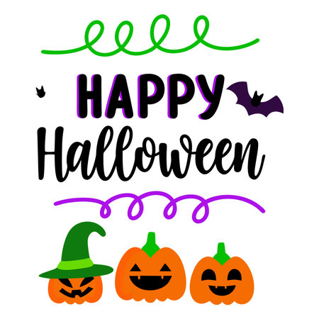 Happy Halloween lettering. Handwritten text, calligraphy. Vector illustration.のイラスト素材