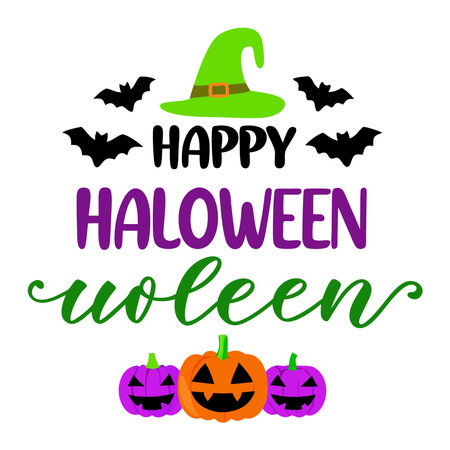 Happy Halloween lettering. Greeting card. Vector illustration.のイラスト素材