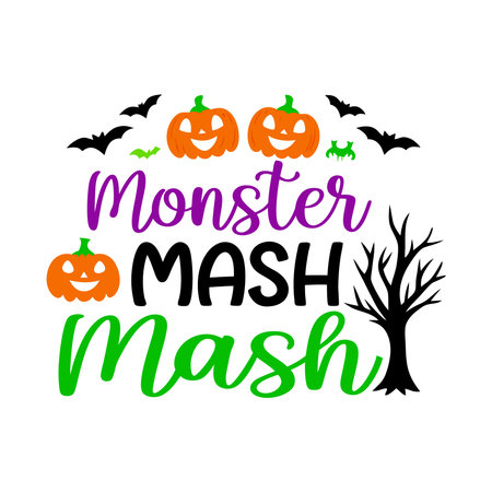 Halloween lettering with pumpkins and bats. Vector illustration.のイラスト素材