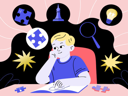 Cartoon illustration of a boy doing his homework. Vector illustration.のイラスト素材
