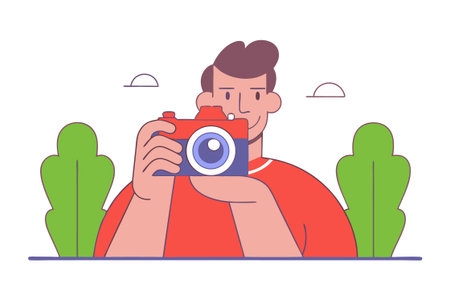 Photographer man with camera. Vector illustration in flat cartoon style.のイラスト素材