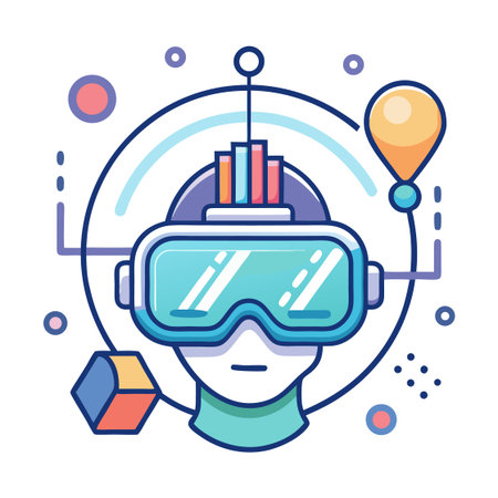 Futuristic Virtual Reality Glasses. Pixel Perfect Vector Illustrationのイラスト素材