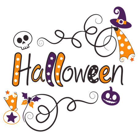 Halloween lettering. Hand drawn vector illustration for your design.のイラスト素材