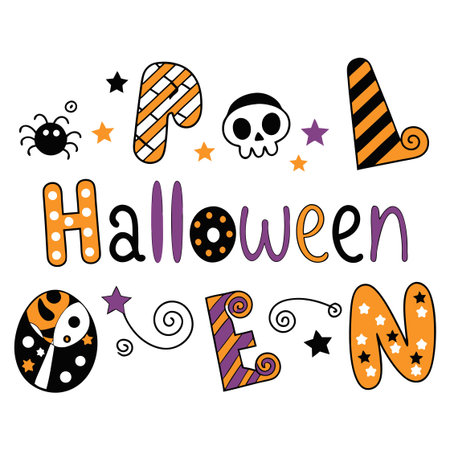 Halloween lettering. Hand drawn vector illustration. Trick or treat.のイラスト素材