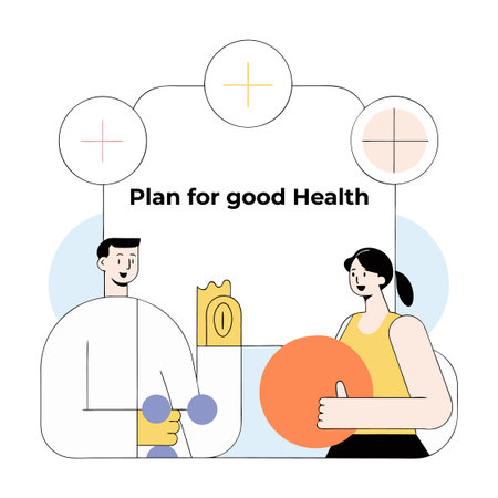 Man and woman talking about diet plan, healthy lifestyle. Vector illustrationのイラスト素材