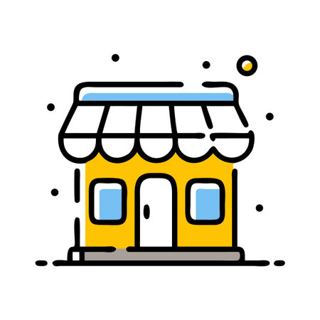 Store building vector, Barbecue related filled design editable outline iconのイラスト素材