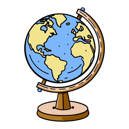 Cartoon globe icon. Vector illustration of a globe. Isolated on white background.のイラスト素材