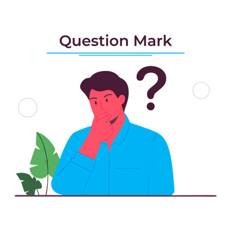 Man thinking with question mark. Vector illustration in a flat style.のイラスト素材