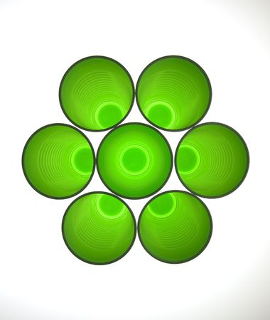 Empty plastic cups in a geometric pattern.の写真素材