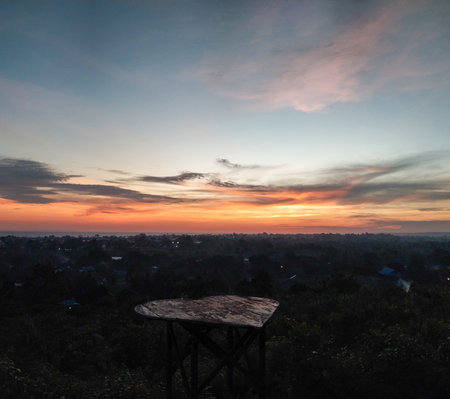 Sunset at the hilltop in biak Island Papuaの写真素材