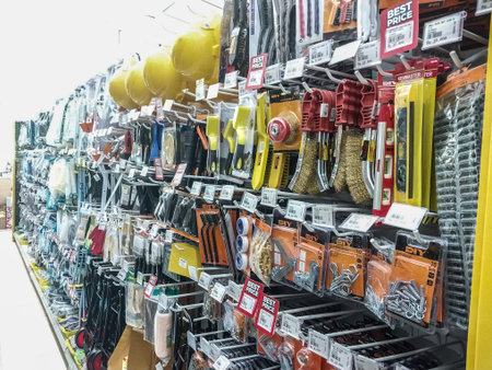Sale of sports equipment in a supermarket.