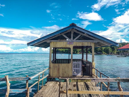 Wooden house on the sea in Biak, Papua, Indonesia.