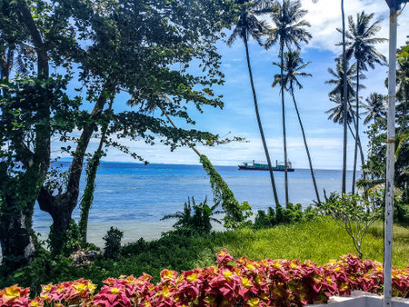 Beautiful view of the sea from the balcony of the house. In Biak Papua