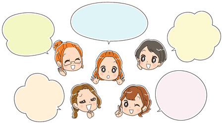 Group of women having fun. With a speech bubbleのイラスト素材