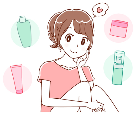 Beautifully young women and cosmeticsのイラスト素材