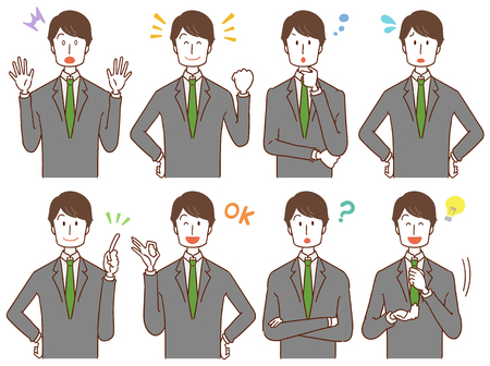 Businessmen with various facial expressionsのイラスト素材