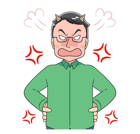 A middle-aged man is angry.のイラスト素材
