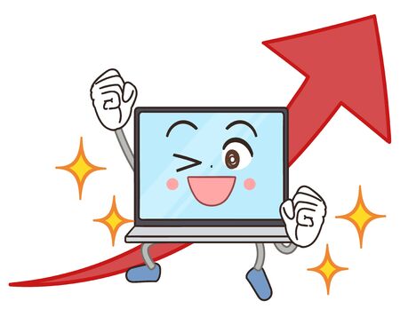 A cute and comical laptop computer character.のイラスト素材