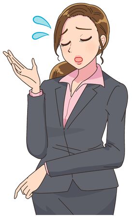 A young beautiful woman in a suit.She has negative emotions.のイラスト素材