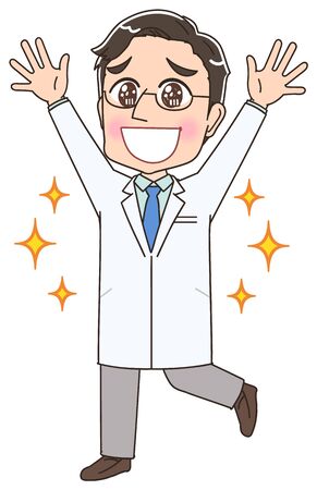 A male doctor in a white coat.He has positive emotions.のイラスト素材
