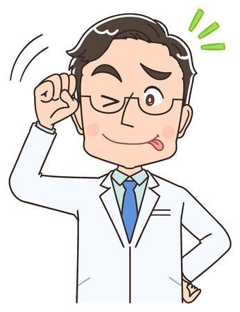 A male doctor in a white coat.He has positive emotions.のイラスト素材