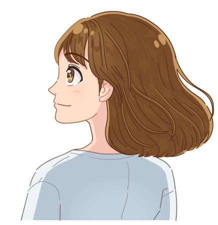 Young women are impressed by their hands on the chest.のイラスト素材