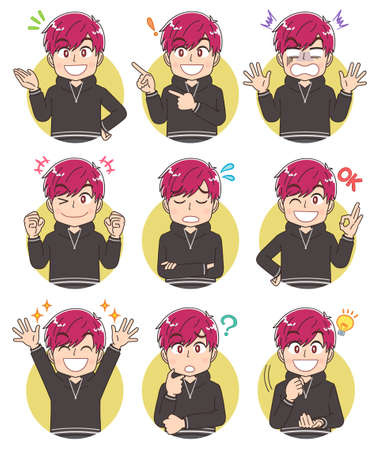 Influencer boy with loudly colored red hair.のイラスト素材
